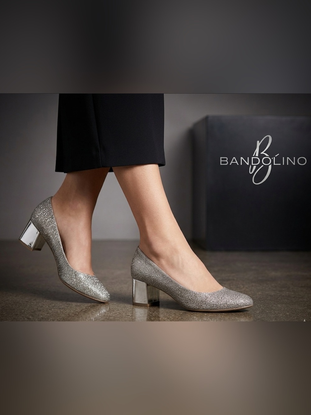 Authentic Bandalino designer silver sparkle heels sz 8